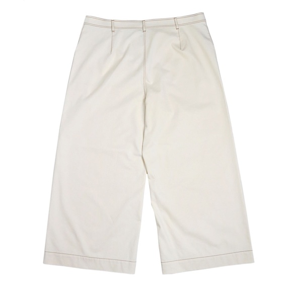 Lafayette 148 Women's Size 16 Stretch Twill Wide Leg Crop Pants Pockets Cream - Picture 4 of 13